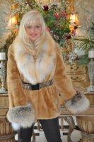 Butterscotch Kiss Sheared Beaver Coat With Golden Isle Fox Trim