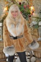 Butterscotch Kiss Sheared Beaver Coat With Golden Isle Fox Trim