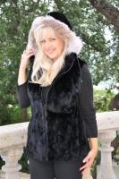 Be Mine Sheared Beaver Section Fur Vest With Canadian Lynx Trimmed Hood