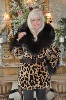 Leopard Print Showstopper Beaver Coat With Fox Collar