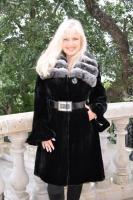 Dangerous Beauty Black Beaver Coat With Natural Chinchilla Collar