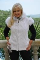 Icicles Sheared Beaver Section Fur Vest Trimmed With Arctic Fox