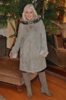 Winter Pewter Spanish Merino Shearling Sheepskin Stroller With Toscana Trimmed Hood -Size 8