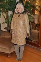 Marbled Toffee Spanish Merino Shearling Sheepskin Coat With Raccoon Trimmed Hood - Size 10