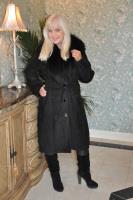 Christy Black Spanish Merino Shearling Sheepskin With Matching Raccoon Collar