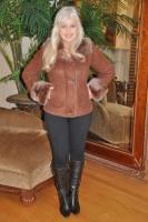 Coran Dark Cinnamon Suede Spanish Merino Shearling Sheepskin Jacket - Size 6