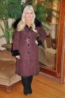 Celebrated Lady Suede Spanish Merino Sheepskin w/ Black Luxurious Soft Rex Rabbbit - Size 10