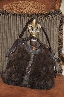 Mahogany Knitted Mink Messenger Bag With Dark Chocolate Leather