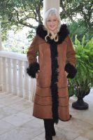 Chantilly Girl Hooded Spanish Merino Shearling Sheepskin Coat - Size 10