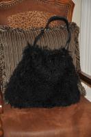 Large Black Mongolian Lamb Messenger Bag