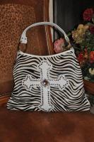 Black And Ivory Zebra Cow Hair Bag