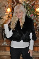 Black Knitted Mink Fur Cape With Black Fox Trim - Size 8