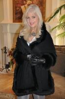 Goddess Of Black Cashmere Blend And Black Fox Trimmed Shawl