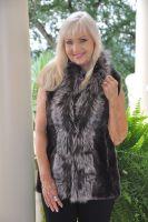 Chocolate Malted Sheared Beaver Vest With Fox Trim