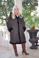 Cassandra Hooded Shearling Sheepskin Coat