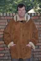 Glacier Park Chestnut Suede Detachable Hood Spanish Merino  Shearling Sheepskin Coat