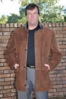 Topeka Dark Walnut Suede Spanish Merino Shearling Sheepskin Coat - Size Medium