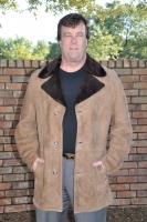 New Brunswick Pecan Colored Suede Spanish Merino Shearling Sheepskin Coat - Size L