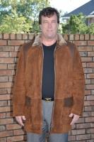 Harvard Dark Walnut Leather and Suede Shearling Sheepskin Coat - Size L