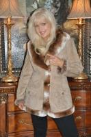 Silo Spanish Merino Shearling Sheepskin Coat With Rex Trim - Sizes 6 And 12