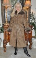 Cozy Style Setter Spanish Merino Suede Shearling Sheepskin Coat With Toscana Trim - Size 4