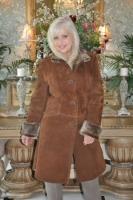 Shenia Spanish Merino Shearling Coat With Floral Stitch Design - Size 6