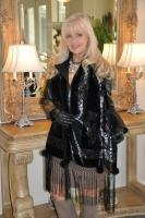 Black And Silver Jewel Black Silk Shawl With Mink Pom Pom