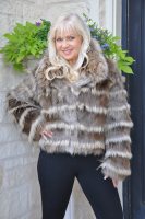 Gracie Platinum Sheared Beaver Bolero with Finn Raccoon