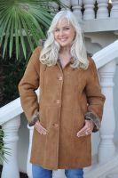 Simply Sweet Tea Hooded Shearling Sheepskin Coat