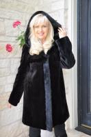 Lovely Addition Black Sheared Reversible Mink With Longhair Mink Trim And Hood