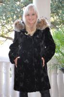 Maryana Reversible Hooded Section Mink Coat - Size 6