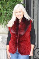 Crimson Tide Sheared Beaver Vest With Fox Collar