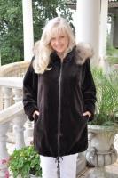 Expresso Delight Sheared Mink Parka With Golden Raccoon Trim On Detachable Hood