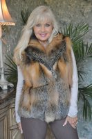 Claudette Natural Canadian Cross Fox Fur Vest