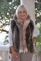 Blond Beaver Statement Vest With Crystal Fox