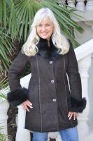 Pretty Santa Fe Shearling Sheepskin Coat With Toscana Trim - Sizes 6, 8, 10, 12