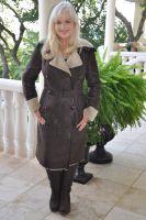 Chocolate and Cream Trench Shearling Sheepskin Coat - Size 6