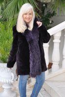 Pleasely Plum Sheared Beaver Coat With Fox Trim