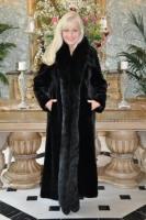 Precious Thing Black Sheared Beaver Coat With Fox Tuxedo