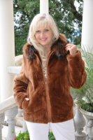 Cinnamon Treat Sheared Beaver With Raccoon Collar