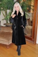 Malawn Black Sheared Mink Coat With Black Longhair Mink Shawl Collar