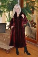 Ruby Sheared Mink Coat With Longhair Mink Collar - Size 14