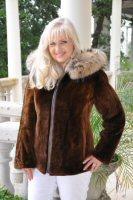 Darling Thing Maple Brown Sheared Beaver Parka With Golden Raccoon Trim On Hood