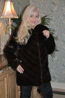 Candice Mahogany Longhair Mink Jacket With Chevron Design