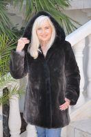 Everyday Favorite In Phantom Hooded Sheared Beaver Coat With Mink Trim