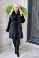 Mary Anne Black Sheared Mink Stroller With Longhair Tuxedo Reversible to Microfiber