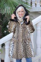 Park Avenue Natural Lipi Cat Microfiber Reversible With Hood And Mink Trim