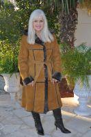 Cross Roads Hooded Trench Shearling Sheepskin Coat - Size 8