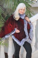 Tiffany Cape In Scarlet Red Sheared Beaver With Silver Fox Trim