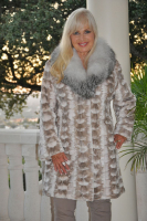 Sand Dollar Print Section Mink Stroller With Platinum Fox Collar